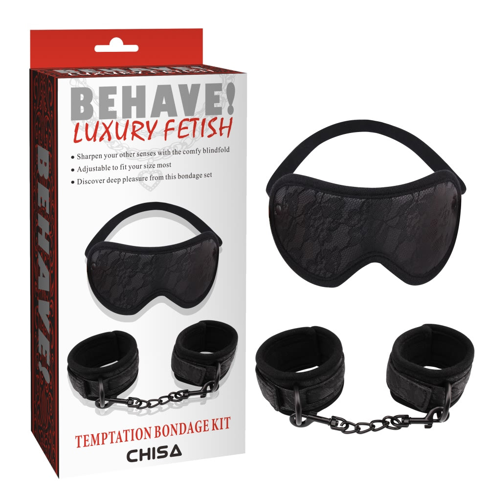 Behave Temptation Bondage Play Sex Kit Black Bondage Kits
