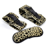 Leopard Beginner Lovers Soft 3 piece Kit Cuffs and Restraints