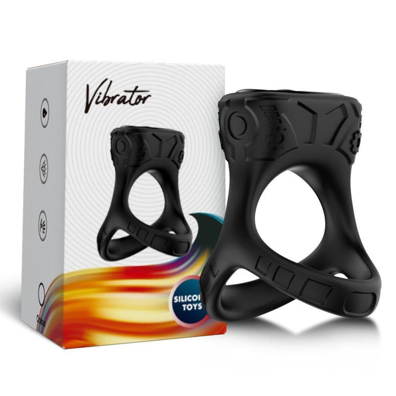 BDStyle 9 Functions Double Cock Ring with Clitoral Stimulator Vibrating Cock Rings