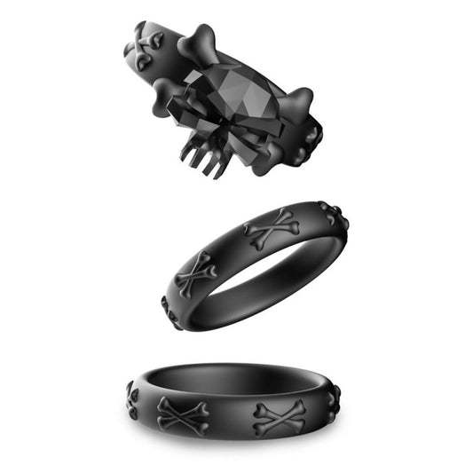 BDStyle Gothic Style Skeleton 3 Piece Cock Ring Set - Cock Ring Sets