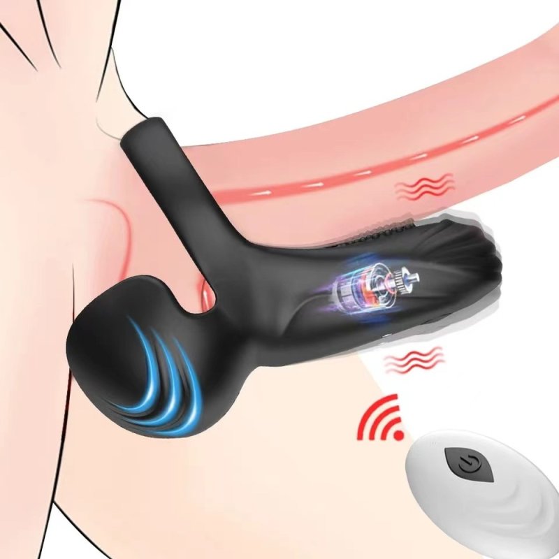 BDStyle Hoden Trinity Silicone Cock Ring with Taint Stimulator Wireless Vibrating Cock Rings