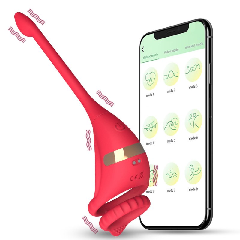BDStyle App Smart Dragon Knight Mens Cock Ring With Tail Red Vibrating Cock Rings