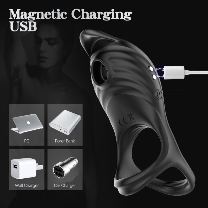 BDStyle 5 Functions Penis Ring Vibrator With Sucking Functions Vibrating Cock Rings