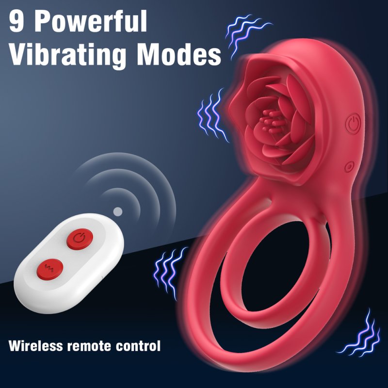 BDStyle Petal Shaped 9 Functions Vibrating Penis Ring Vibrating Cock Rings