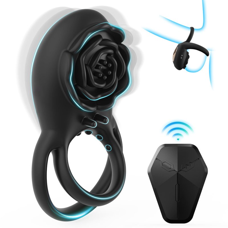 BDStyle Rose 8 Functions Vibrating Penis Ring Vibrating Cock Rings