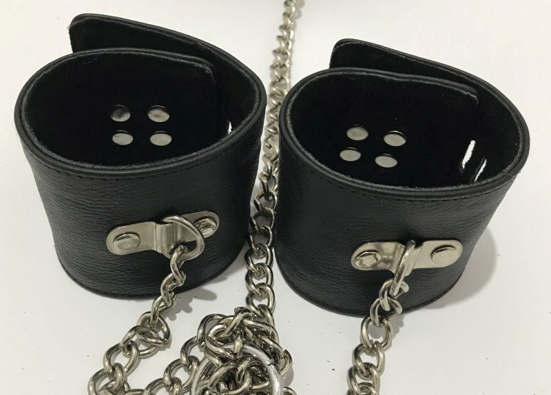 Licks & Lashes Leather Wrist, Ankle and Choker Restraint Set Cuffs and Restraints