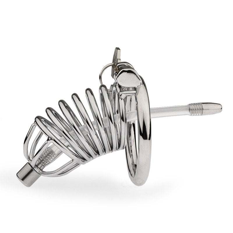 Hoop Cock Cage with Urethral Tube Male Chastity