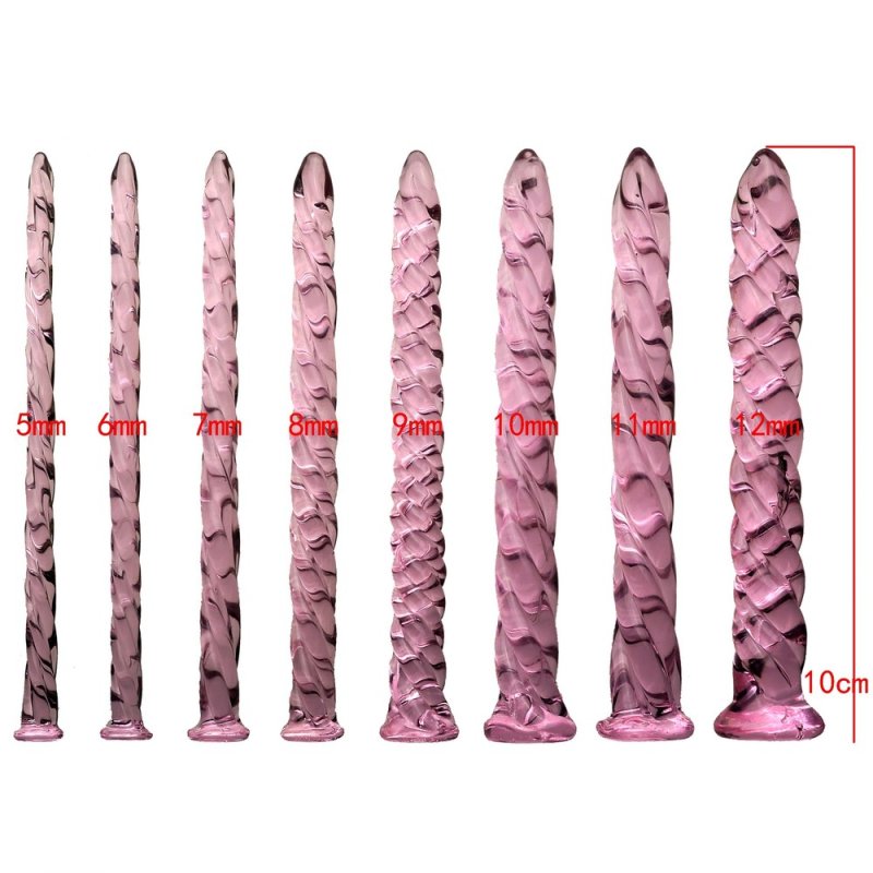 BDStyle Threaded Pink Glass Mens Urethral Plug Urethral Sounds