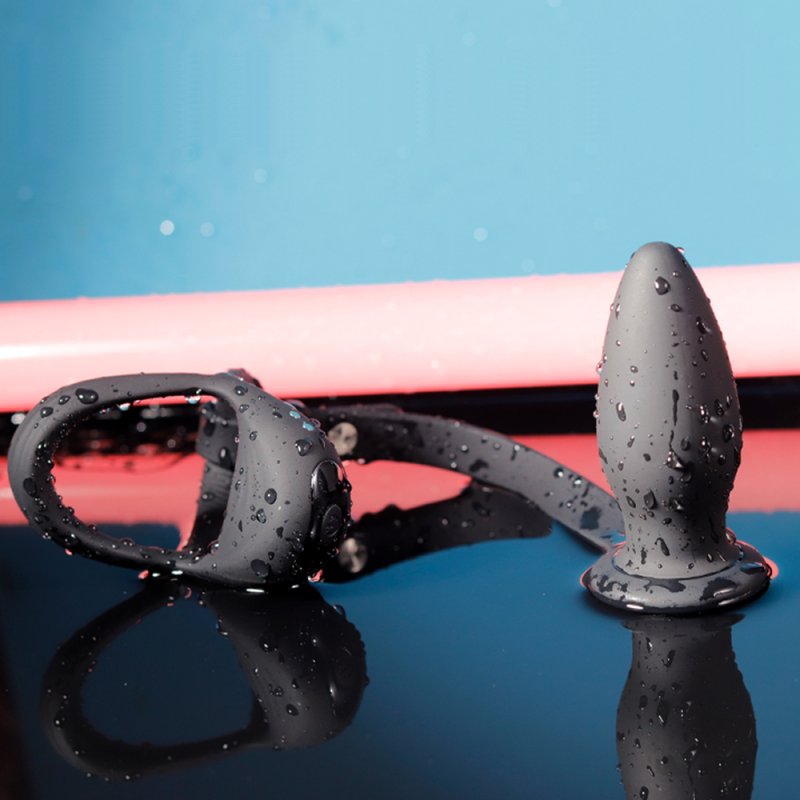 BDStyle 10 Functions Cock and Ball Ring With Anal Plug Vibrating Cock Rings