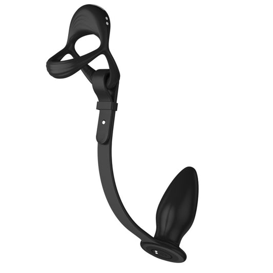BDStyle 10 Functions Cock and Ball Ring With Anal Plug - Vibrating Cock Rings