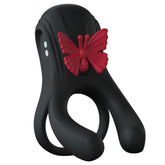 BDStyle Butterfly Triple Lock Vibrating Cock Ring Black Red Vibrating Cock Rings