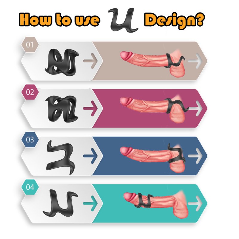 BDStyle Penis Ring U Model Mens Cock Rings Silicone Cock Rings