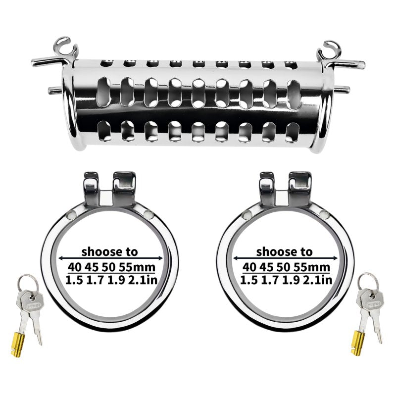 BDStyle Metal Double Ended Chastity Cage Flat Ring Male Chastity