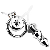 BDStyle Male Chastity Cage With Enema Butt Plug Small Male Chastity