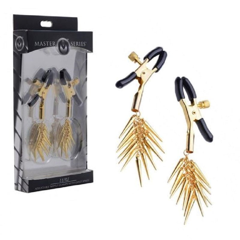 Lure Adjustable Nipple Clamps With Gold Spikes Nipple and Clit Clamps