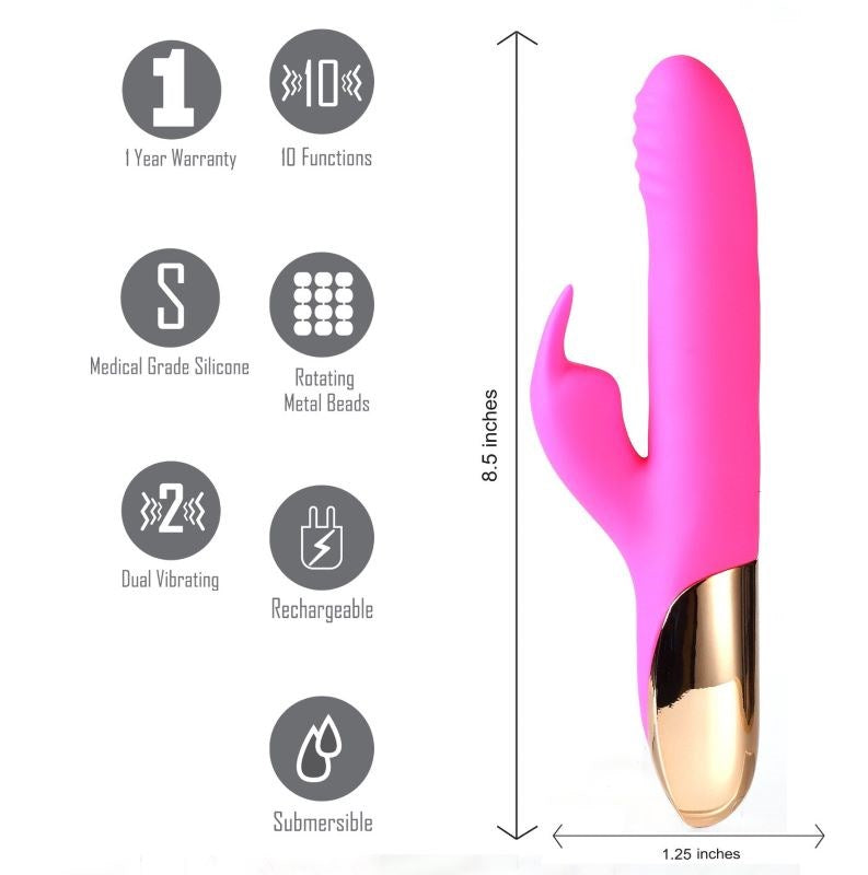 Maia Dream - Rechargeable Rabbit Vibe with Clit Stimulator and Rotating Beads Rabbit Vibrators