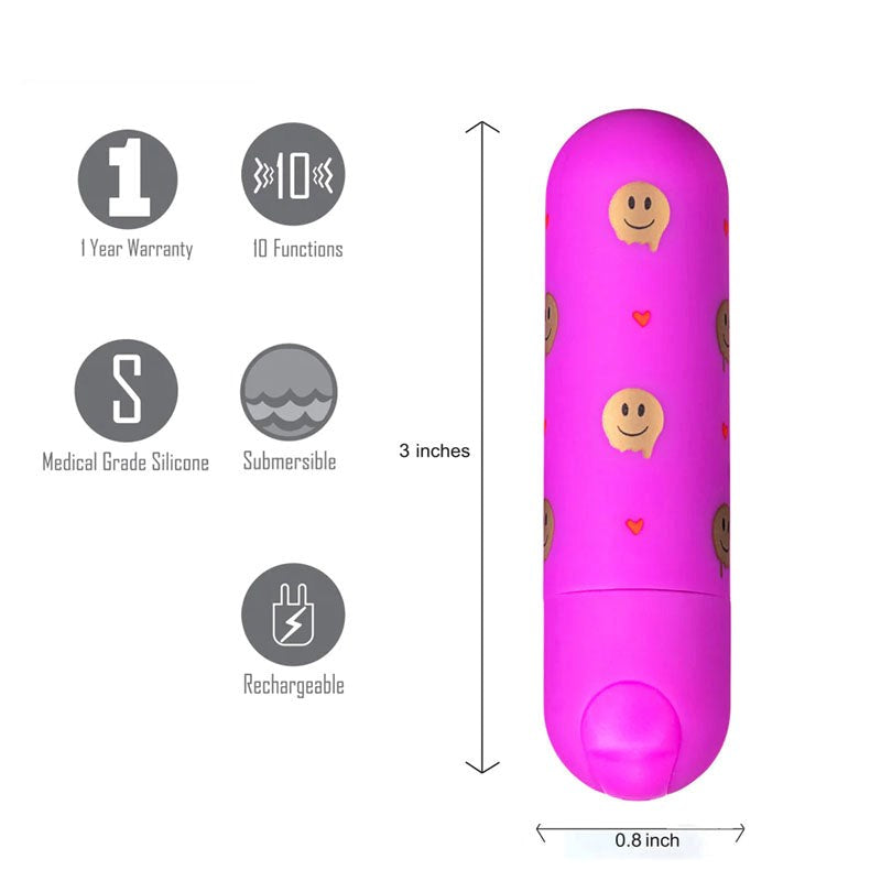 Maia Toys Giggly Emoji - Unleash Blissful Satisfaction with 10 Vibrating Patterns Bullet Vibrators