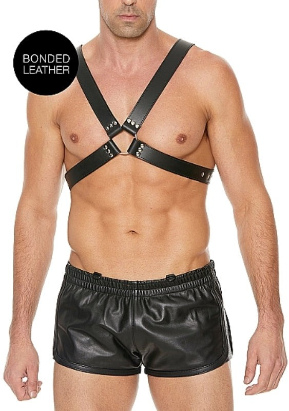 Bondage Bliss - Adjustable Leather Harness for Men Cuffs and Restraints
