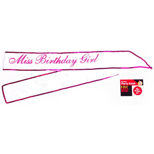 Miss Birthday Girl Sash Party Gifts and Novelties