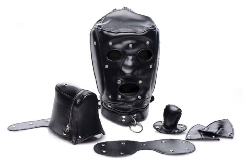 Muzzled BDSM Play Hood with Removable Muzzle Bondage Hoods