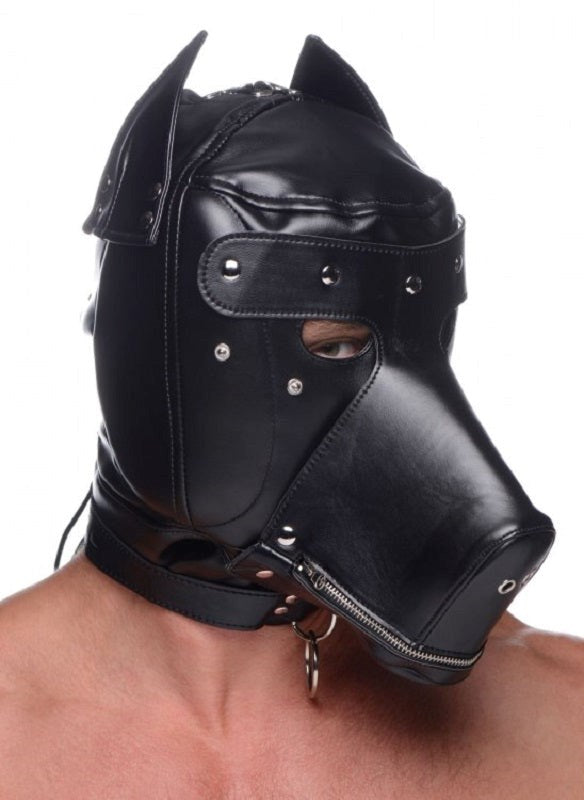 Muzzled BDSM Play Hood with Removable Muzzle Bondage Hoods