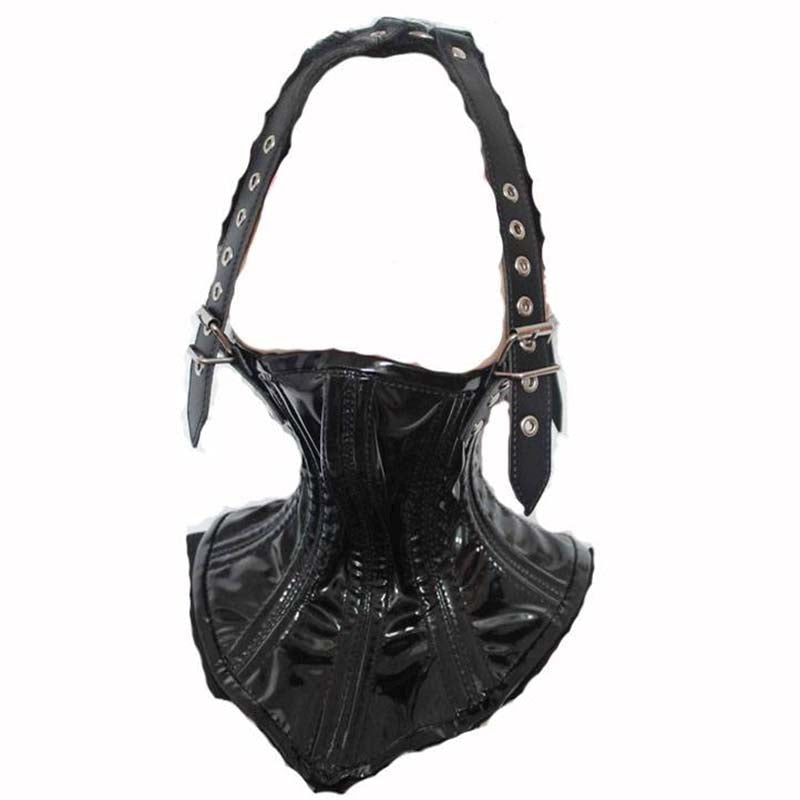 Neck PVC Corset with Head Harness Cuffs and Restraints