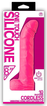 One Touch Silicone 8" Vibrator Pink Realistic Dildos