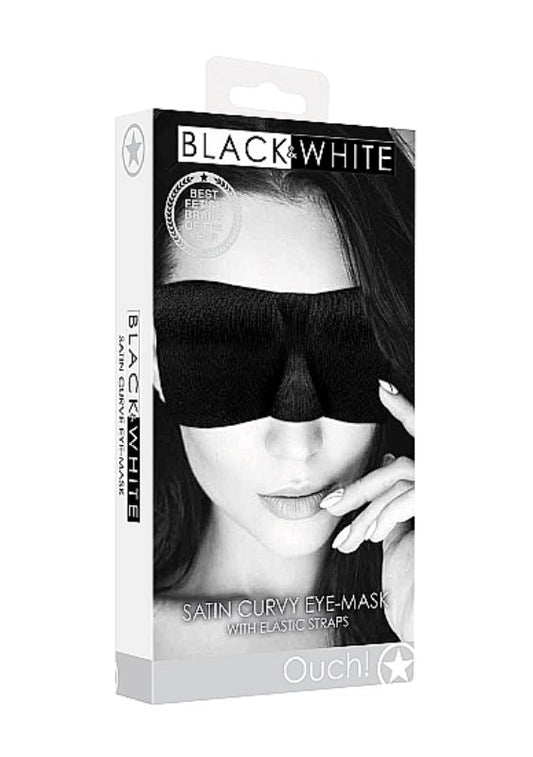 Ouch Black and White Satin Curvy Eye Mask - Masks And Blindfolds