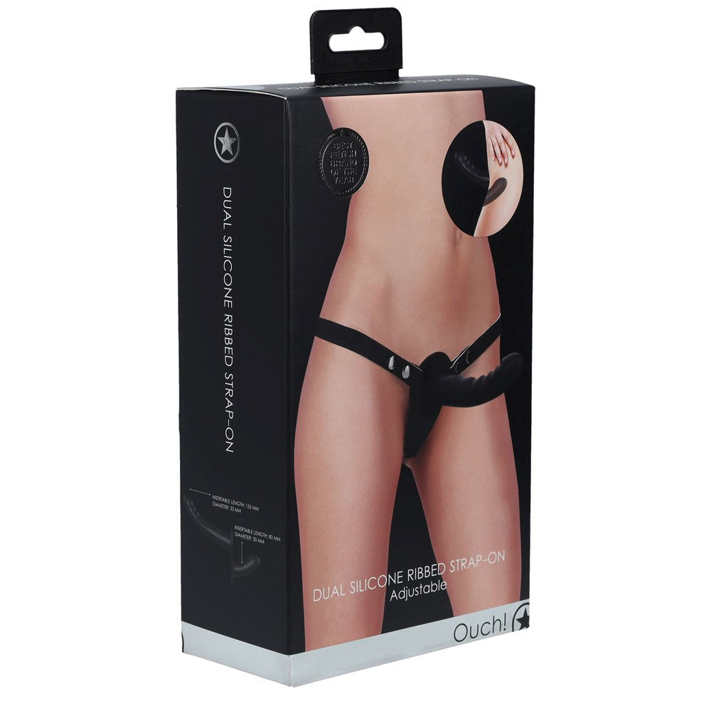 OUCH! Dual Silicone Ribbed Strap-On - Unforgettable Intimate Delight Realistic Dildos