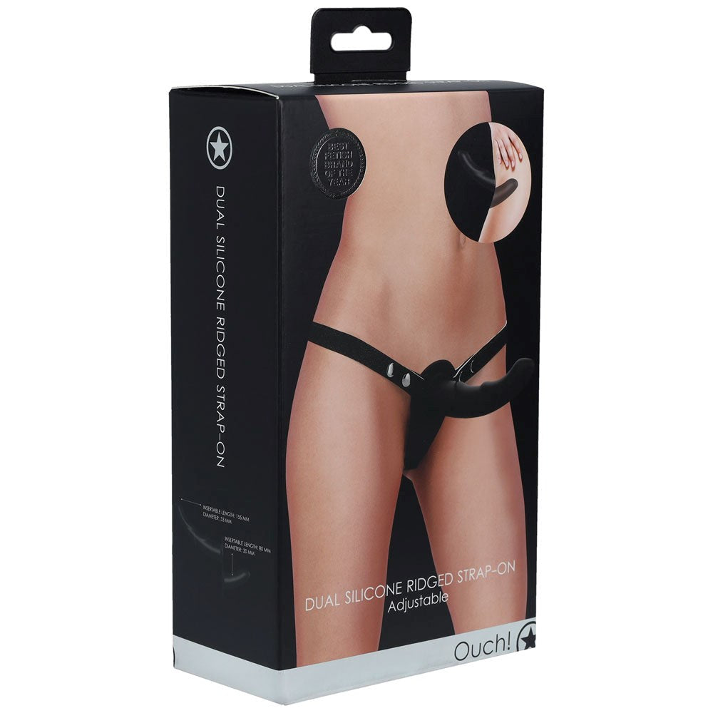 OUCH! Dual Silicone Ridged Strap-On - Spice Up Your Pleasure Realistic Dildos