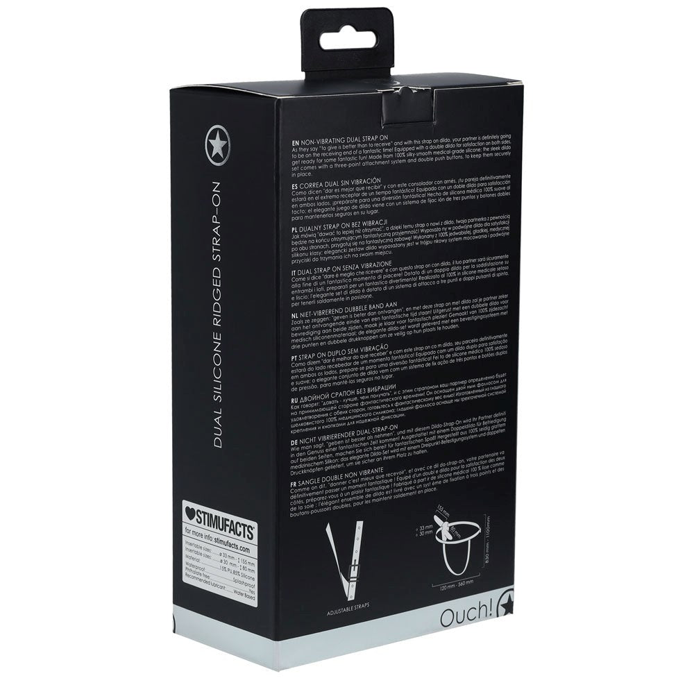 OUCH! Dual Silicone Ridged Strap-On - Spice Up Your Pleasure Realistic Dildos