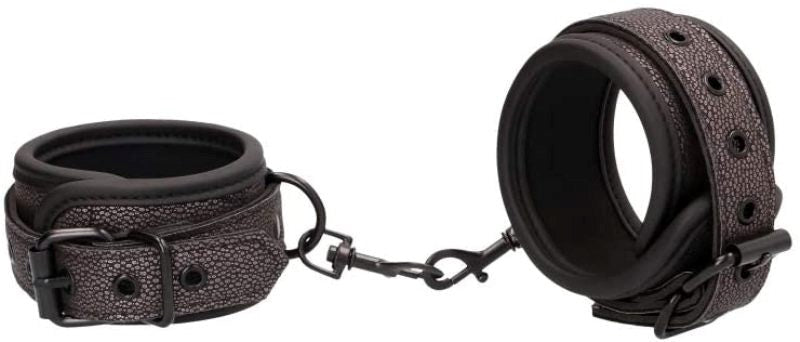 Grey Titanium Padded Ankle Cuffs - Discreet Bondage Accessory Cuffs and Restraints