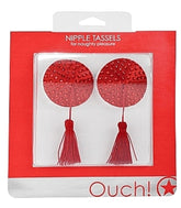 Ouch! Nipple Tassels Round Red Nipple and Clit Clamps