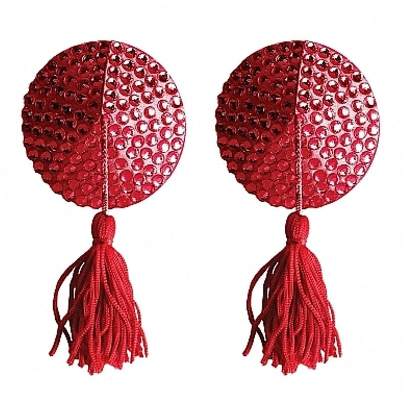 Ouch! Nipple Tassels Round Red Nipple and Clit Clamps