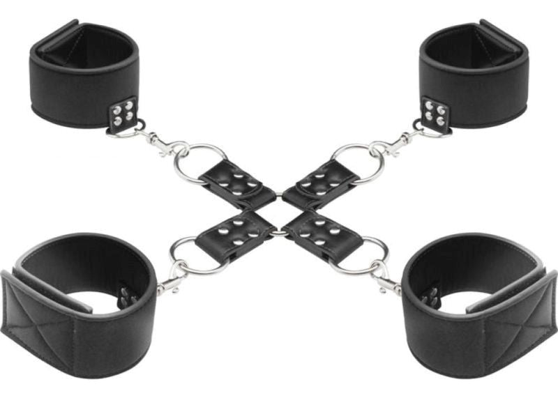 Ouch! Reversible BDSM Play Hogtie Black Cuffs and Restraints