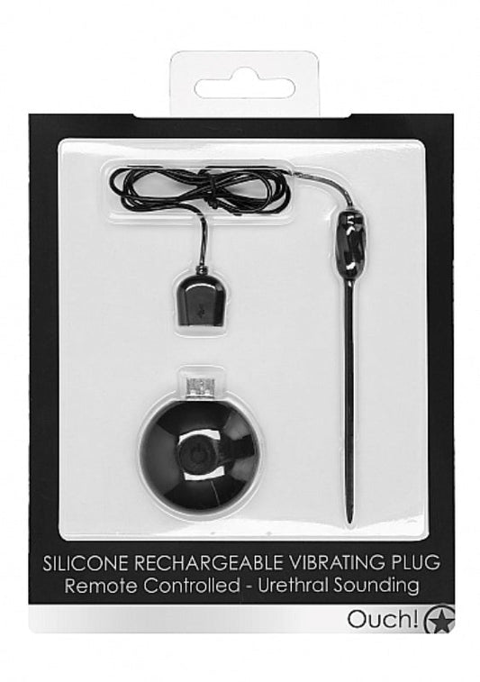 Ouch! Silicone Rechargeable Vibrating Plug with Remote Control - Penis Plugs