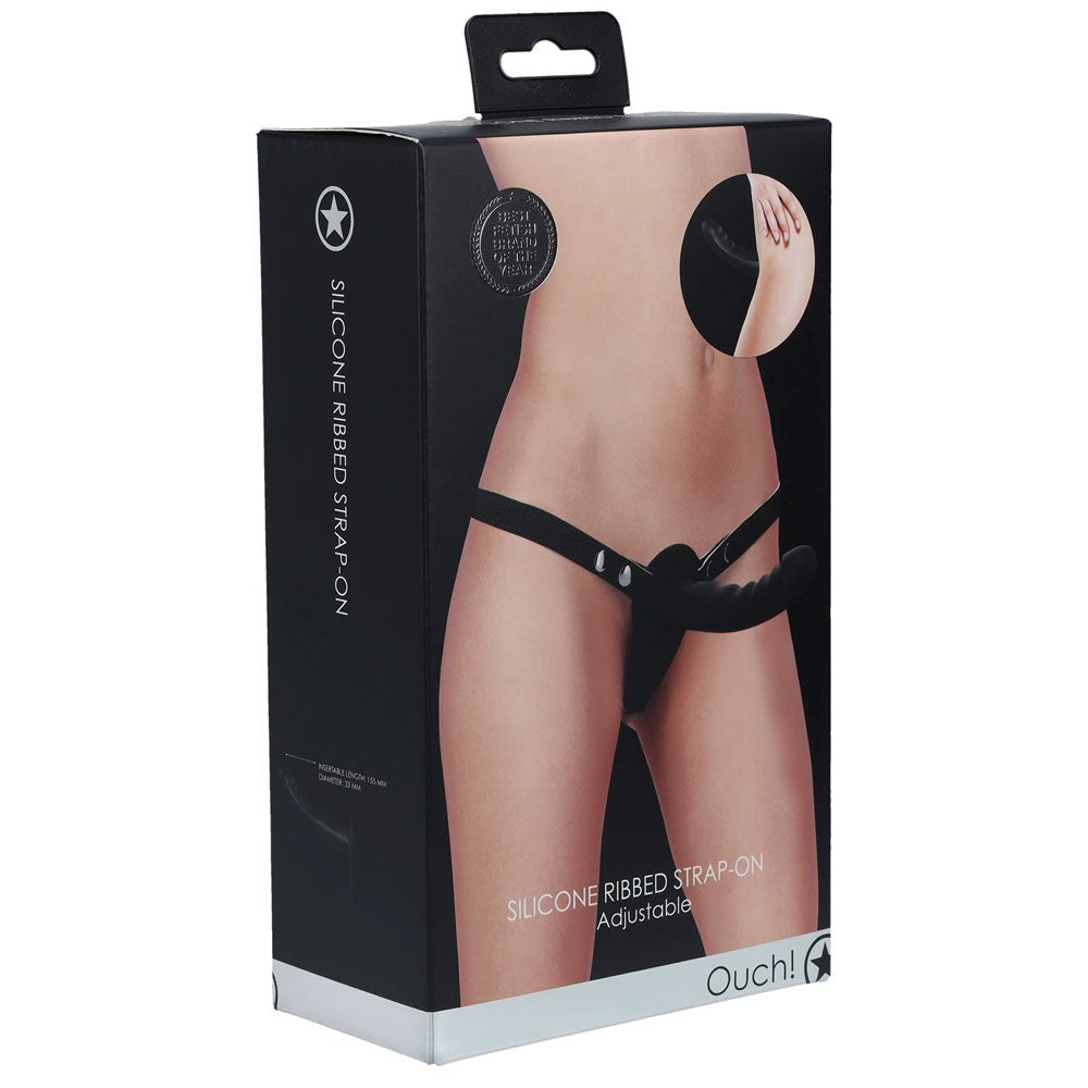 Indulge in Shared Ecstasy - OUCH! Silicone Ribbed Strap-On Strap On Sextoys