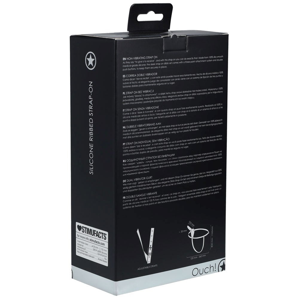 Indulge in Shared Ecstasy - OUCH! Silicone Ribbed Strap-On Strap On Sextoys