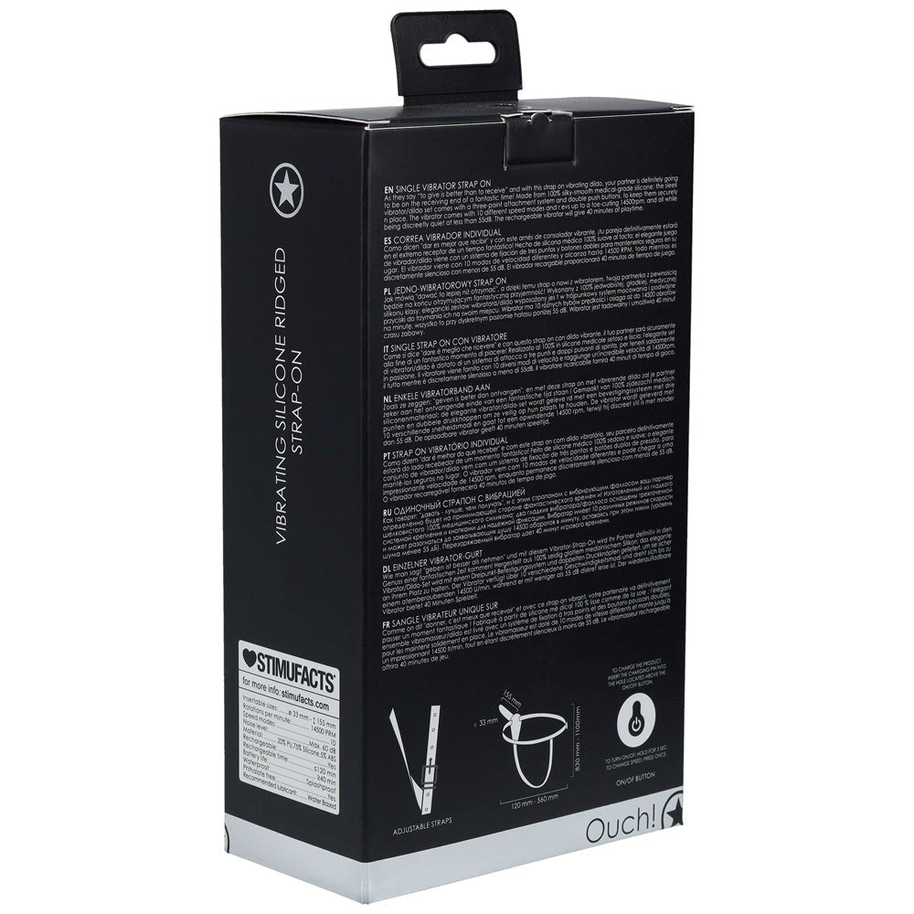 OUCH! Ridged Silicone Vibrating Strap-On - Pleasure Perfection Strap On Sextoys