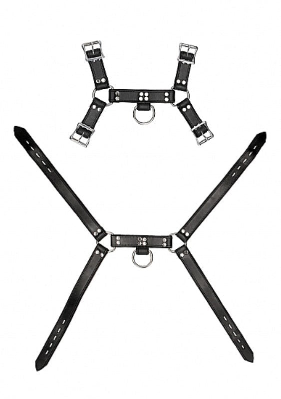 Pain Leather Male Chest Harness Cuffs and Restraints