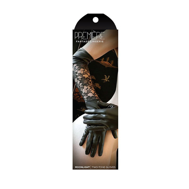 Fantasy Lingerie's Moonlight Lace-Trimmed Leatherette Gloves Wigs and Gloves