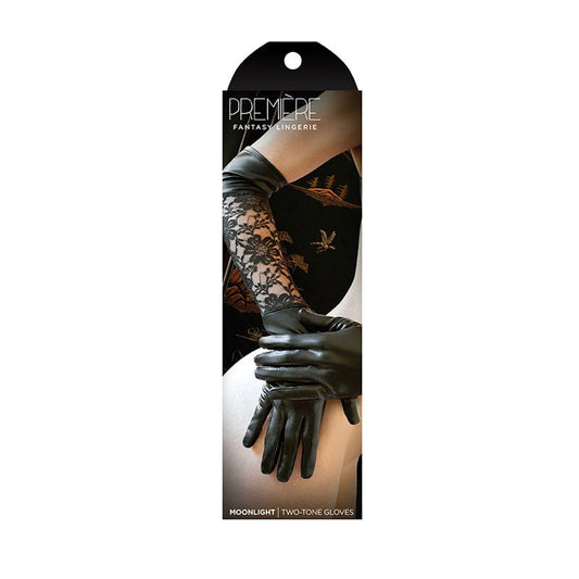 Fantasy Lingerie's Moonlight Lace-Trimmed Leatherette Gloves Wigs and Gloves