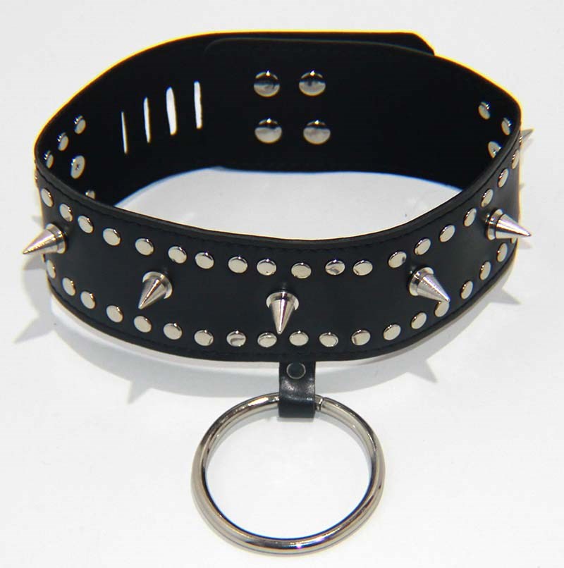 Fierce Faux Leather Bondage Collar - Studded Style Collars and Leads