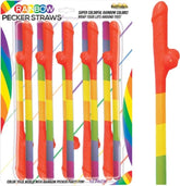 Rainbow Pecker Straws (10 Pack) Bachelorette and Bucks