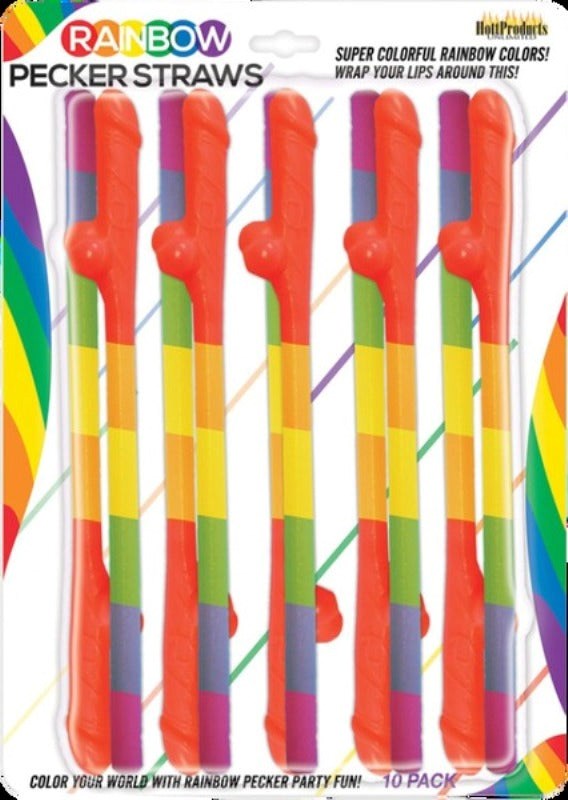 Rainbow Pecker Straws (10 Pack) Bachelorette and Bucks