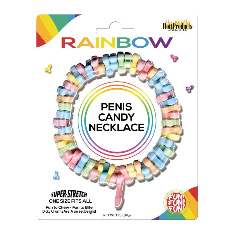 Rainbow Penis Candy Necklace Bachelorette and Bucks