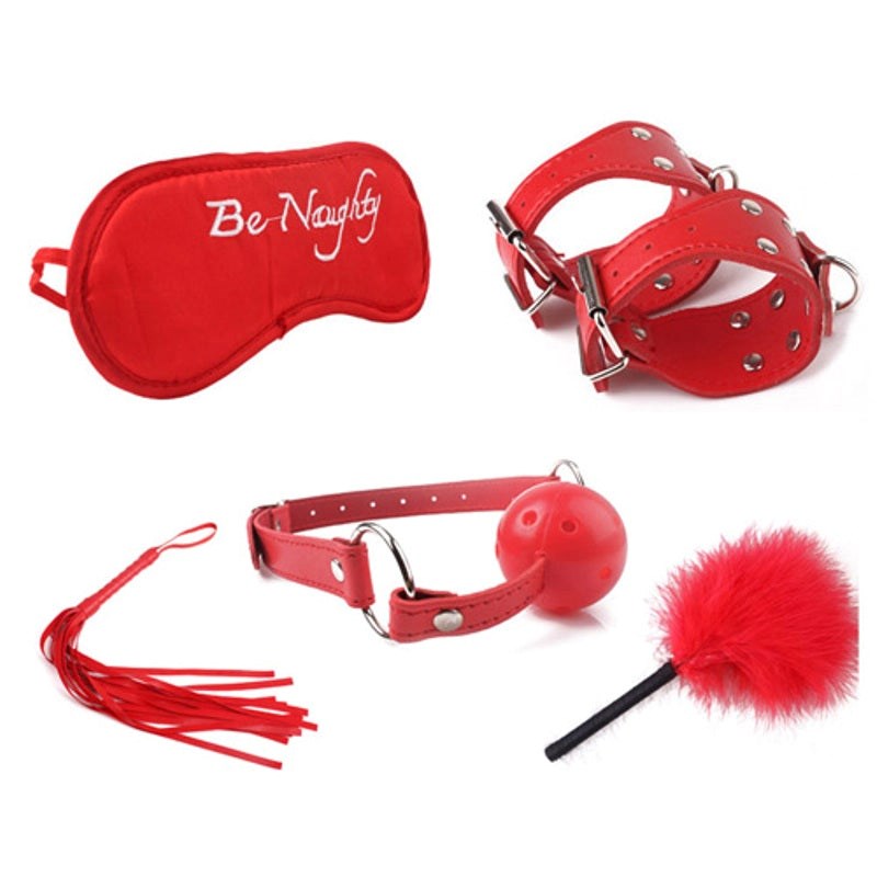 Red Lovers PVC Cuffs Restraint Kit 5 piece Bondage Kits