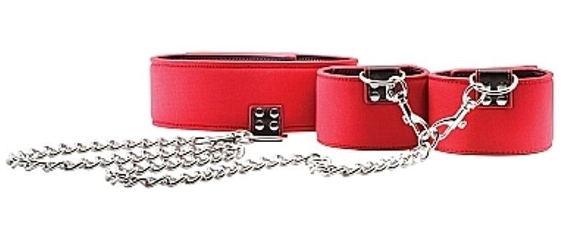 Reversible Collar and Wrist Cuffs Red Cuffs and Restraints