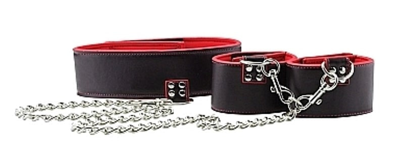 Reversible Collar and Wrist Cuffs Red Cuffs and Restraints