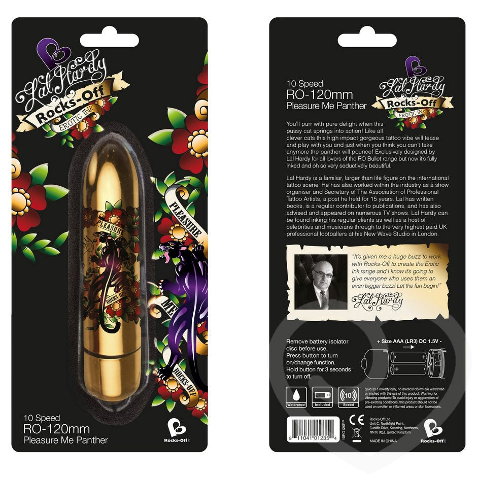 Rocks Off Erotic Ink 120mm 10 Speed Pleasure Me Panther Waterproof Vibrators